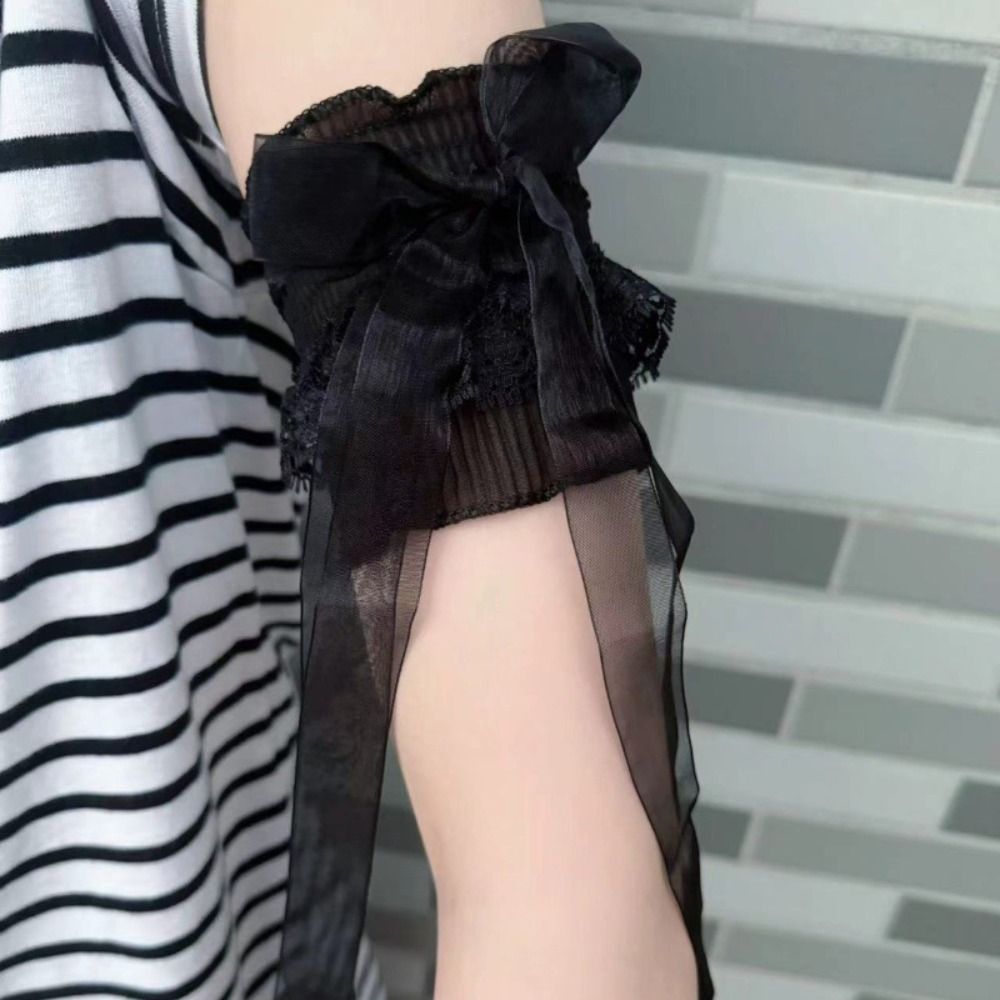 Lace Ribbon Trim - Manguitos de encaje estilo Lolita con