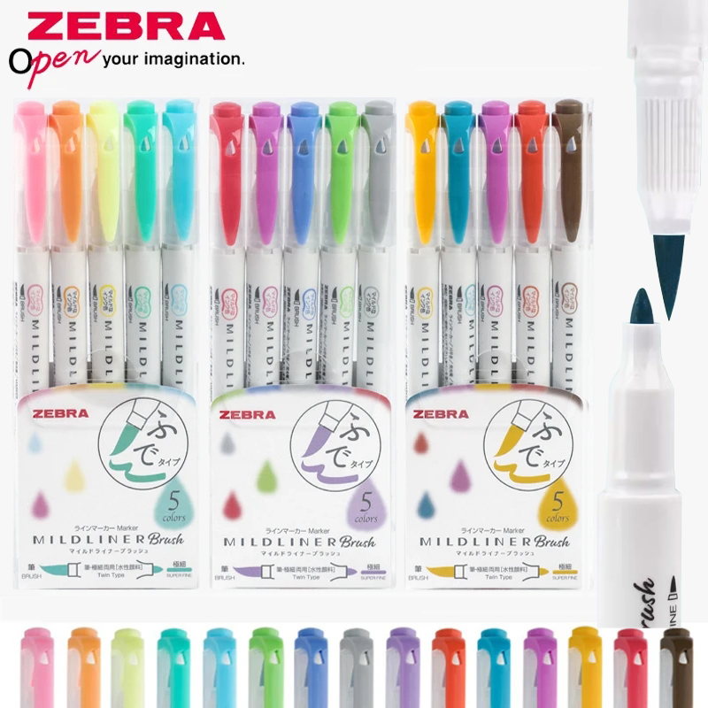 Zebra Pen Mildliner - ZEBRA-Juego de rotuladores Mildliner, papelería japonesa,